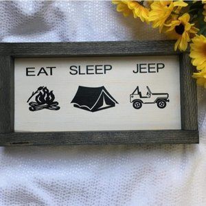 Hand Crafted | Eat Sleep Jeep Wall Sign Wall Art
